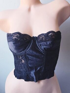 Vintage Victoria's Secret Lace Satin Bustier Corset Top 34A